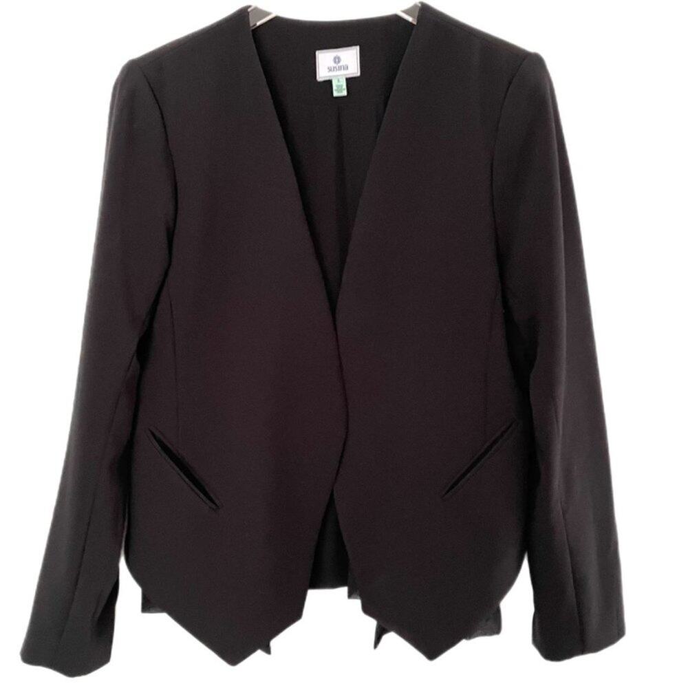 Susina Black Blazer with Ruffle Detail Sz L